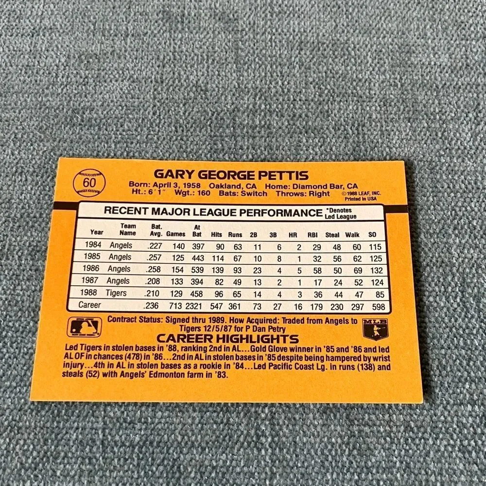 1989 Donruss Detroit Tigers Baseball Card Trading Card